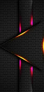 Neon abstract arrow wallpaper with a dark background and vibrant glowing accents.