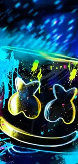 Vibrant neon DJ-inspired abstract wallpaper with glowing colors.