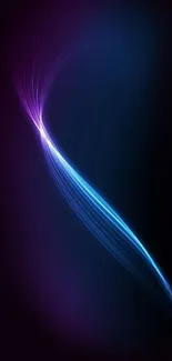 Neon abstract wallpaper with purple and blue light trails.