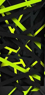 Neon abstract design with black and lime green geometrical patterns.