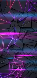 Neon abstract geometric wallpaper with dark background and vibrant colors.