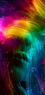 Vibrant neon abstract wallpaper with rainbow colors and dynamic textures.