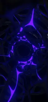 Futuristic neon tunnel with glowing purple design.