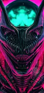 Futuristic neon alien art with vibrant colors