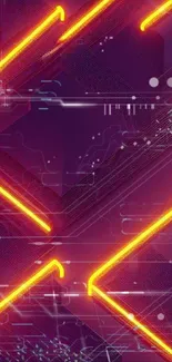 Futuristic cyberpunk wallpaper with neon arrows.