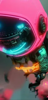 Neon astronaut in a futuristic digital setting with vibrant colors.