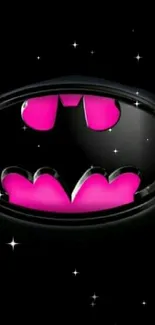 Neon pink and black Batman logo wallpaper.