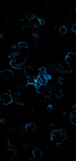 Neon blue abstract design on black background wallpaper.