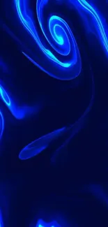 Neon blue abstract swirl mobile wallpaper design.