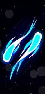 Neon blue abstract mobile wallpaper with flowing lines.