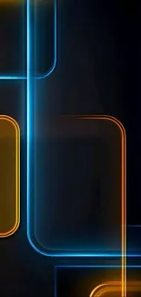 Neon blue and orange abstract glowing wallpaper.