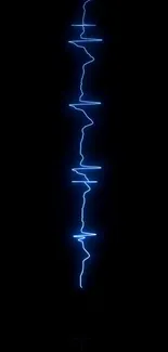 Neon blue electro pulse on a black background wallpaper.