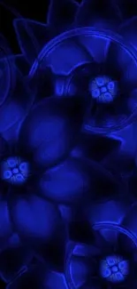 Neon blue floral abstract design for mobile wallpaper.