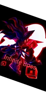 Neon-themed gaming wallpaper with 'Infinite Boss' text in red and black colors.