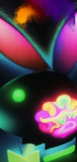 Neon abstract bunny with vibrant colors.