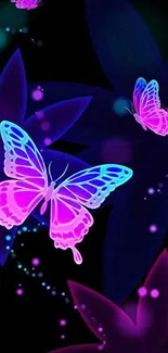 Neon butterfly wallpaper with vibrant colors.