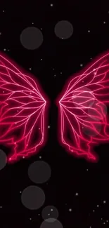 Vibrant neon butterfly wings against a dark background.