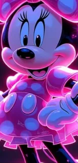 Neon cartoon character glowing wallpaper design.