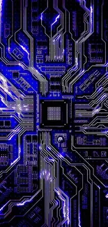 Futuristic neon blue circuit board wallpaper for tech lovers.