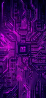 Neon purple circuit board wallpaper design.