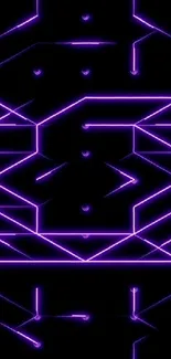 Futuristic neon circuit wallpaper with purple lines.