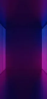 Neon corridor wallpaper with purple and blue hues.