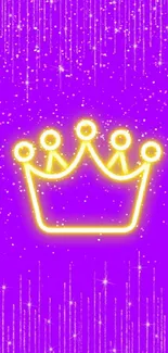 Neon yellow crown on a sparkling purple background.