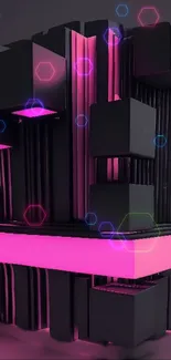 Vibrant neon pink geometric cube wallpaper.