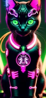 Neon cyber cat with glowing futuristic design, perfect for tech-savvy users.