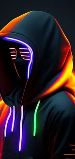 Futuristic neon hoodie artwork with vibrant colors.