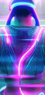 Vibrant neon cyberpunk wallpaper with glowing lights and futuristic design.