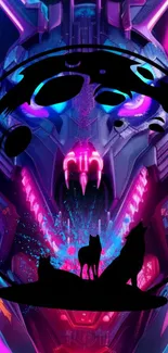 Futuristic neon cyberpunk art with animals.