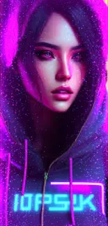 Neon cyberpunk girl with vibrant colors and futuristic design.