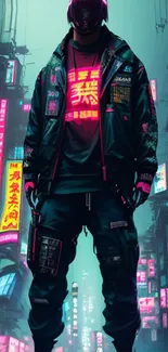 Cyberpunk street with neon vibes and futuristic fashion design.