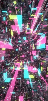 Futuristic neon tunnel with vibrant colors.