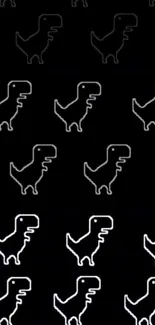 Neon dinosaur pattern on black wallpaper backdrop.