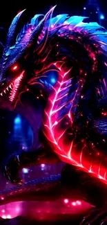 Neon dragon fantasy wallpaper with vibrant colors.