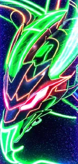 Neon green and red dragon artwork for phone wallpaper.