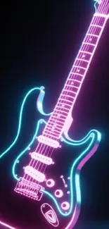Neon electric guitar with vibrant colors.