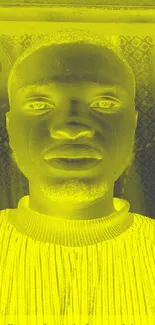 Neon face recognition wallpaper in yellow and black hues.