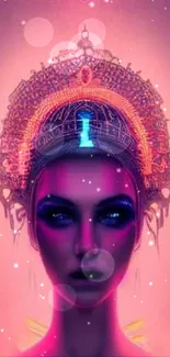 Neon fantasy art wallpaper featuring an ethereal figure with vibrant colors.