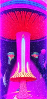 Neon fantasy mushroom art wallpaper with vibrant colors.