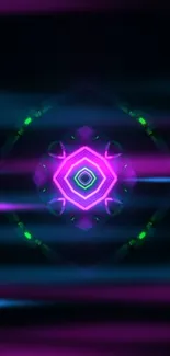 Neon fractal design with vibrant geometric patterns and abstract colors.