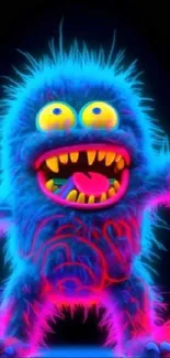 Neon furry monster art with vibrant colors and digital design