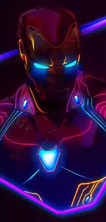 Neon futuristic armor wallpaper with vibrant colors and glowing effects.