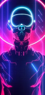 Neon futuristic cyberpunk wallpaper with pink and blue hues.