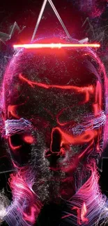 Futuristic neon head art wallpaper with vibrant abstract design.