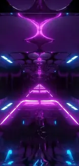 Futuristic neon portal wallpaper with vibrant purple and blue lighting.