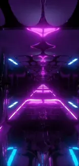 Neon futuristic tunnel with pink and purple glow.