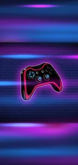 Neon pink game controller against a vibrant backdrop.